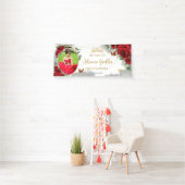 赤いバラの花のゴールドのキンセアニエラの写真用背景 横断幕 (インサイチュ)