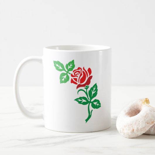 赤いバラの花のデザイン - クラシックな花の美しさ コーヒーマグカップ (ドーナツ)