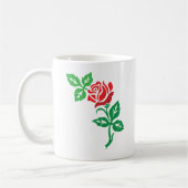 赤いバラの花のデザイン - クラシックな花の美しさ コーヒーマグカップ (左)