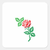 赤いバラの花のデザイン - クラシックな花の美しさ スクエアシール (正面)