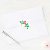 赤いバラの花のデザイン - クラシックな花の美しさ スクエアシール (封筒)
