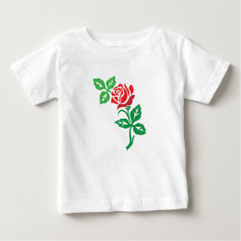 赤いバラの花のデザイン - クラシックな花の美しさ ベビーTシャツ