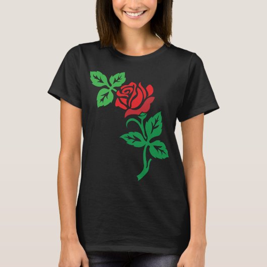 赤いバラの花のデザイン - クラシックフラワーの美しさ Tシャツ (正面)