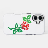 赤いバラの花のデザイン - クラシックフラワーの美 iPhone 16ケース (裏面横)
