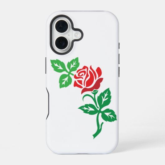 赤いバラの花のデザイン - クラシックフラワーの美 iPhone 16ケース (裏面)