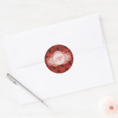 赤いバラの花のパターンをカスタマイズイニシャル ラウンドシール (封筒)