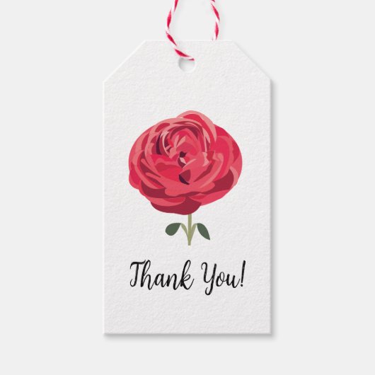 赤いバラの花のフラワーレッドローズ ギフトタグ (正面)