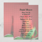 赤いバラの花のブライダルシャワー 招待状 (正面/裏面)