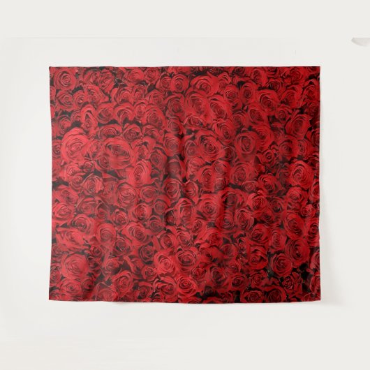 赤いバラの花の写真背景タペストリー タペストリー (正面(横))