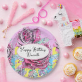 赤いバラの花の水彩紙パーティープレート ペーパープレート (パーティー)