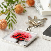 赤いバラの花の水色 – wb キーホルダー (側面)