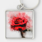 赤いバラの花の水色 – wb キーホルダー (正面)