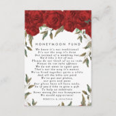 赤いバラの花の結婚式の新婚旅行の資金カード エンクロージャーカード (正面)
