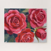 赤いバラの花の絵 ジグソーパズル (横)