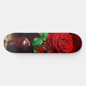 赤いバラの花の絵 スケートボード (横)