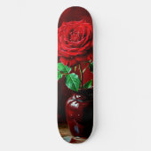 赤いバラの花の絵 スケートボード (正面)