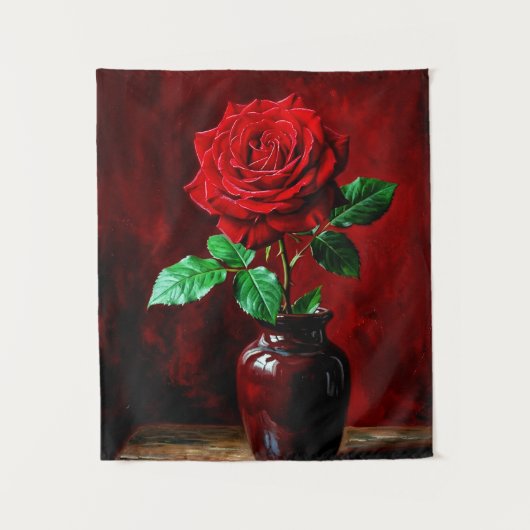 赤いバラの花の絵  タペストリー (正面)