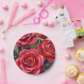 赤いバラの花の絵 ペーパープレート (パーティー)