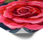 赤いバラの花の絵 ポスター (角)