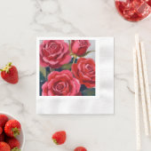 赤いバラの花の絵 縁ありカクテルナプキン (インサイチュ)