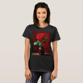 赤いバラの花の絵 Tシャツ (正面フル)