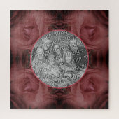 赤いバラの花の自然フレームあなたの写真を追加 ジグソーパズル (縦)