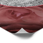 赤いバラの花の自然フレームあなたの写真を追加 ポスター (角)