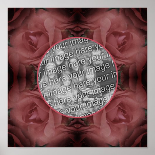 赤いバラの花の自然フレームあなたの写真を追加 ポスター (正面)