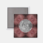 赤いバラの花の自然フレームあなたの写真を追加 マグネット (正面/裏面)