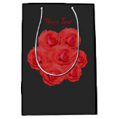 赤いバラの花の花束パーソナライズされた ミディアムペーパーバッグ (正面)