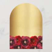 赤いバラの花の金の40周年記念パーティーアーチ 招待状 (裏面)
