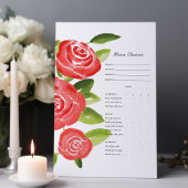 赤いバラの花の食事選択カード メニュー