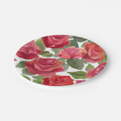 赤いバラの花のParty ペーパープレート (アングル)