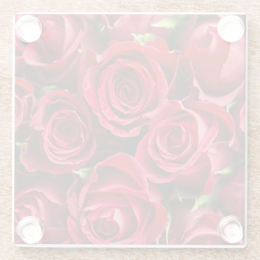 赤いバラの花は決して十分ではない ガラスコースター (裏面)