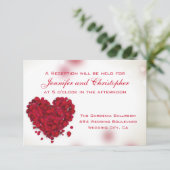 赤いバラの花びら愛ハートの結婚披露宴 エンクロージャーカード (スタンド正面)