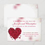 赤いバラの花びら ラブハート ウェディング レセプション エンクロージャーカード (正面/裏面)