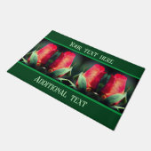 赤いバラの花パーソナライズされた ドアマット (アングル)