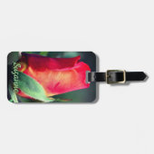 赤いバラの花パーソナライズされた ラゲッジタグ (正面横)