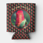 赤いバラの花パーソナライズされた 缶クーラー (正面)