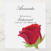 赤いバラの花嫁の伴娘提案 ワインラベル (シングルラベル)