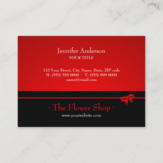 赤いバラの花屋の名刺 名刺 (裏面)
