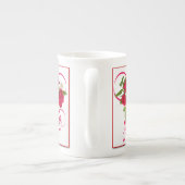 赤いバラの花束およびリボン ボーンチャイナマグカップ (裏面)