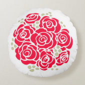 赤いバラの花束の丸い枕 ラウンドクッション (正面)