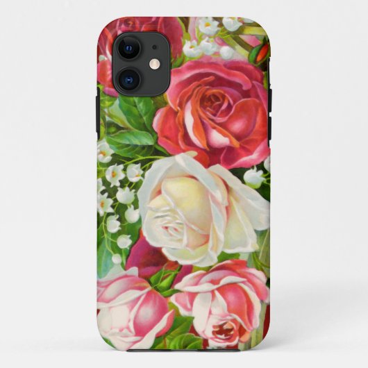 赤いバラの花束の水彩画 Case-Mate iPhoneケース (裏面)