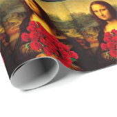 赤いバラの花束を持つモナリサ ラッピングペーパー (ロールコーナー)