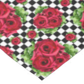赤いバラの花束市松模様になる花愛ロカビリー テーブルクロス (アングル)