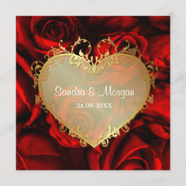 赤いバラの花束 ウェディング 招待状