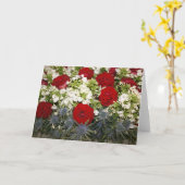 赤いバラの花束 カード (黄色い花)