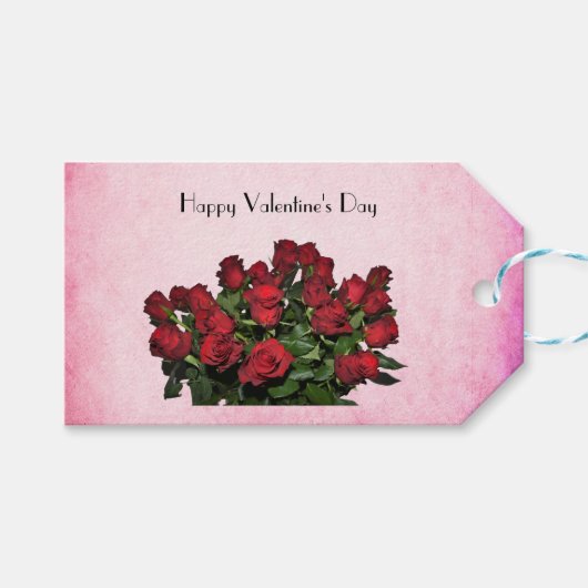 赤いバラの花束 ギフトタグ (正面(横))