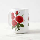 赤いバラの花束 コーヒーマグカップ (正面左)
